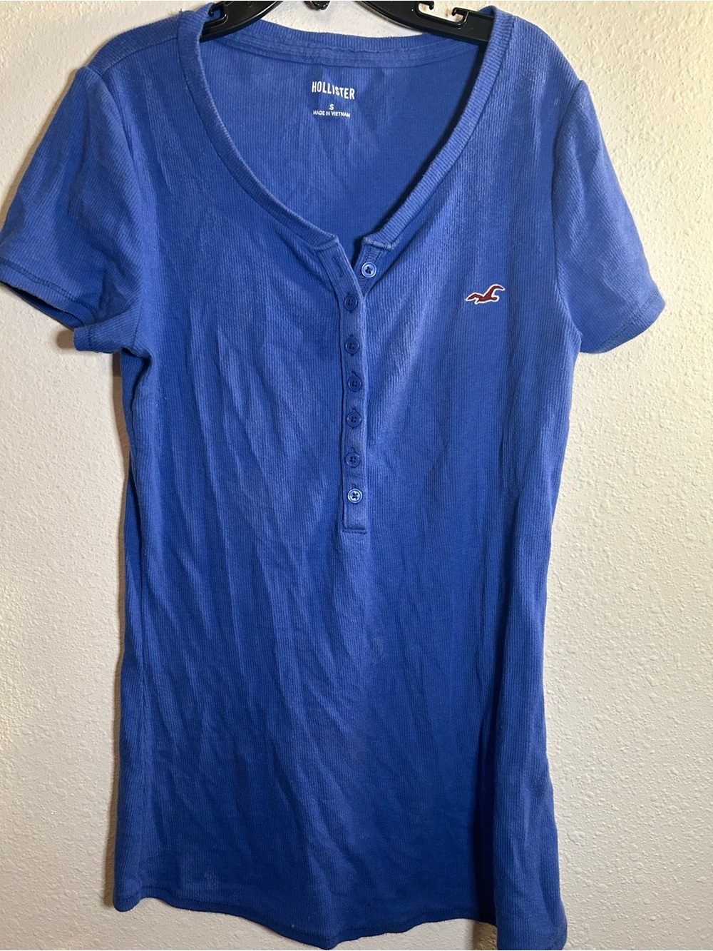 Hollister Royal Blue Short Sleeve Henley Tee